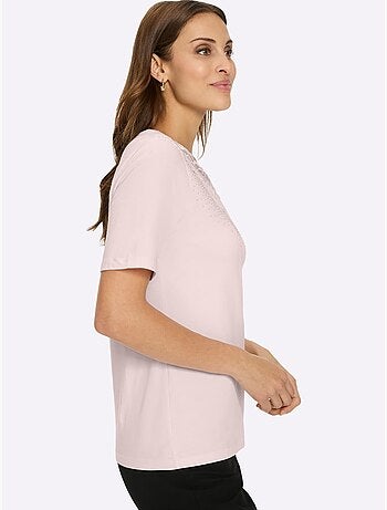 T-shirt à Manches Courtes Empiècement En Dentelle - Taille Standard - Witt