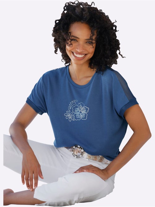 T-shirt à Manches Courtes Empiècements Résille Transparents - Taille Standard - Helline - Kiabi T-shirt à Manches Courtes Empiècements Résille Transparents - Taille Standard - Helline - Kiabi
