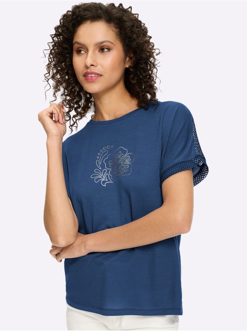T-shirt à Manches Courtes Empiècements Résille Transparents - Taille Standard - Helline - Kiabi T-shirt à Manches Courtes Empiècements Résille Transparents - Taille Standard - Helline - Kiabi