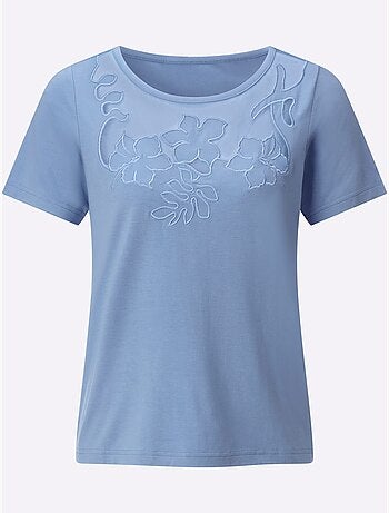 T-shirt à Manches Courtes Empiècements Transparents - Taille Standard - Helline