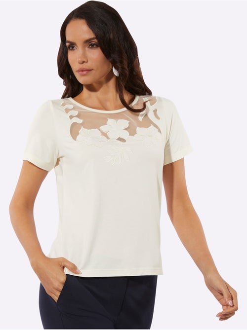 T-shirt à Manches Courtes Empiècements Transparents - Taille Standard - Helline - Kiabi T-shirt à Manches Courtes Empiècements Transparents - Taille Standard - Helline - Kiabi