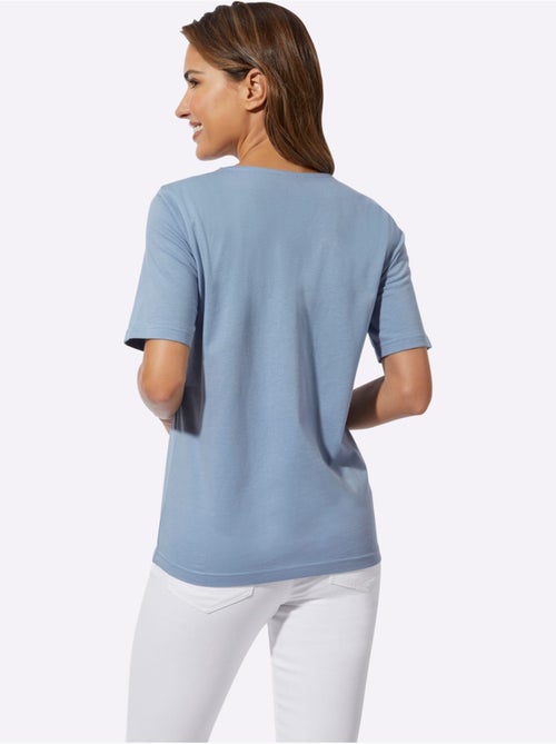 T-shirt à manches courtes en coton avec imprimé cœurs fantaisie - Taille standard - Moda Vilona - Kiabi