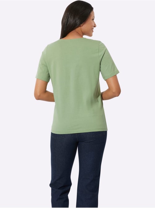 T-shirt à manches courtes en coton avec imprimé feuilles en haut - Taille standard - Moda Vilona - Kiabi T-shirt à manches courtes en coton avec imprimé feuilles en haut - Taille standard - Moda Vilona - Kiabi