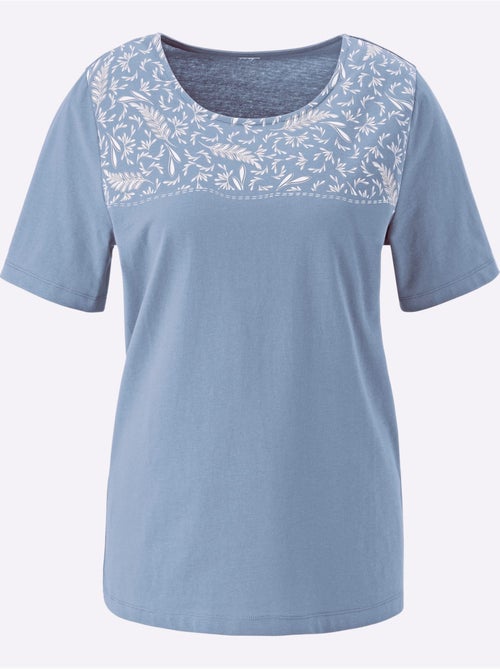 T-shirt à manches courtes en coton avec imprimé feuilles en haut - Taille standard - Moda Vilona - Kiabi T-shirt à manches courtes en coton avec imprimé feuilles en haut - Taille standard - Moda Vilona - Kiabi