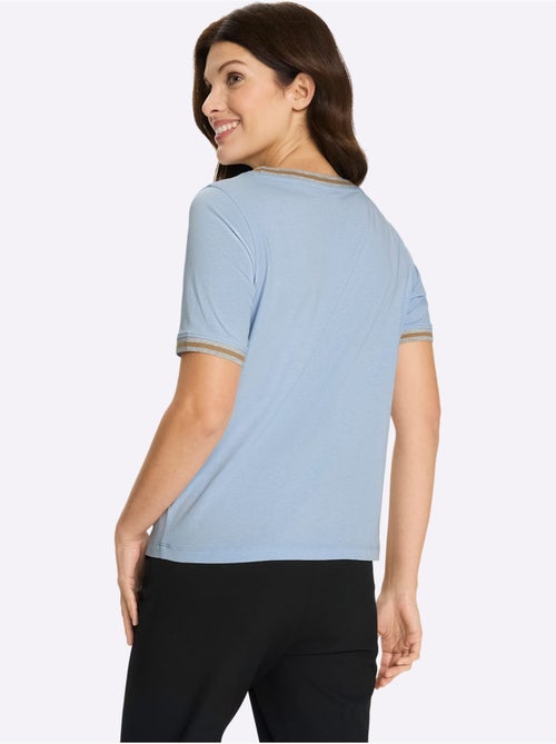 T-shirt à manches courtes en coton avec imprimé géométrique subtile - Taille standard - Moda Vilona - Kiabi