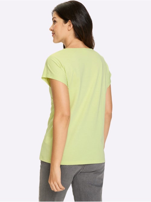 T-shirt à manches courtes en coton avec motif cœur devant - Taille standard - Moda Vilona - Kiabi