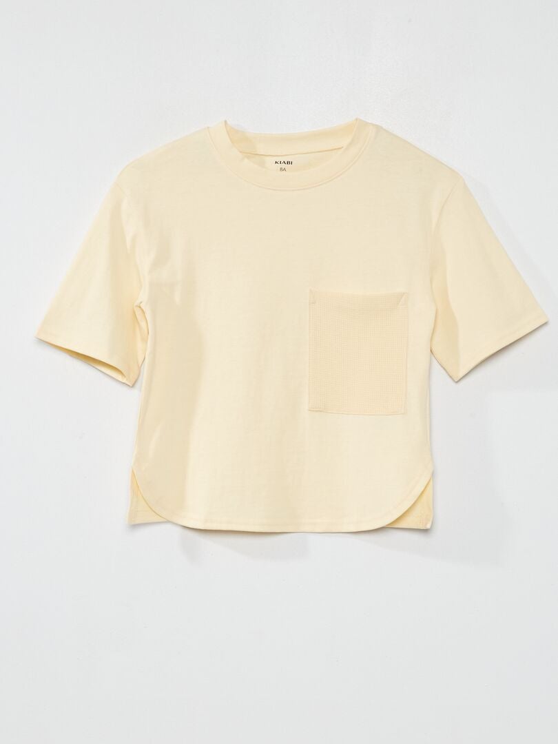 T-shirt à manches courtes en coton Ecru vanille - Kiabi