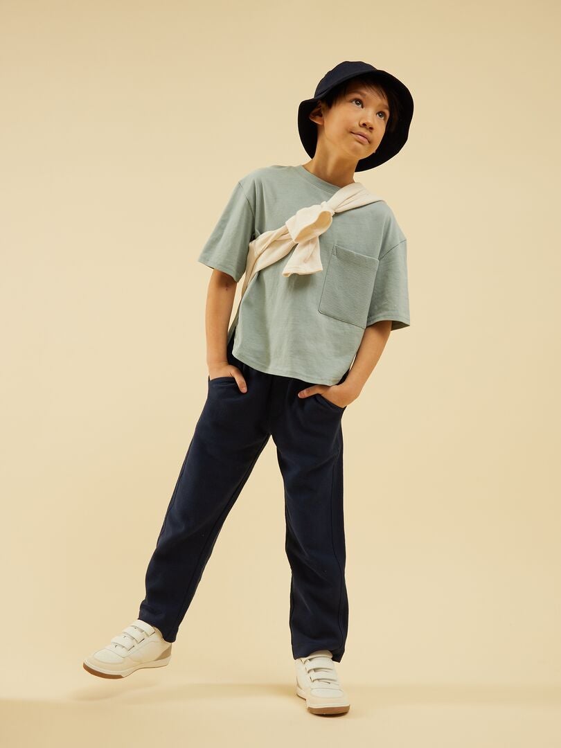T-shirt à manches courtes en coton gris bleu - Kiabi