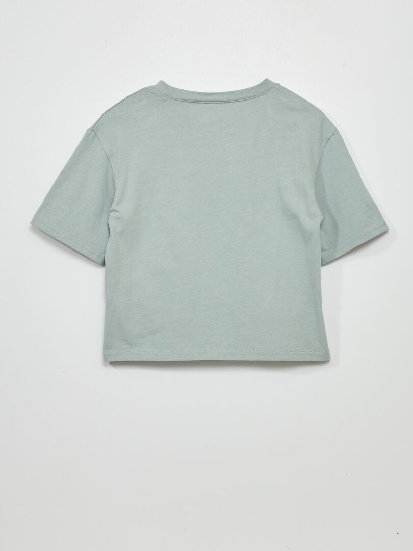 T-shirt à manches courtes en coton gris bleu - Kiabi