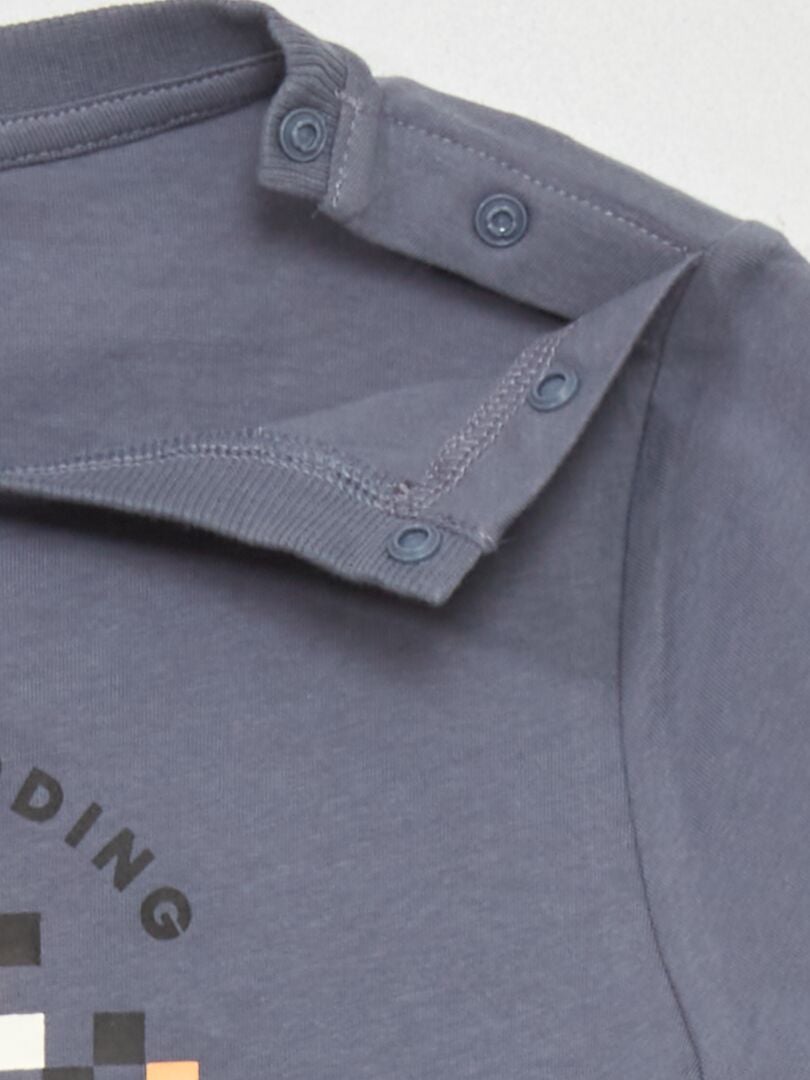 T-shirt à manches courtes en coton Gris - Kiabi