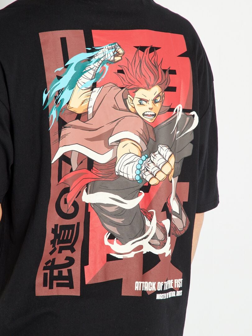 T-shirt à manches courtes en coton Noir - Kiabi
