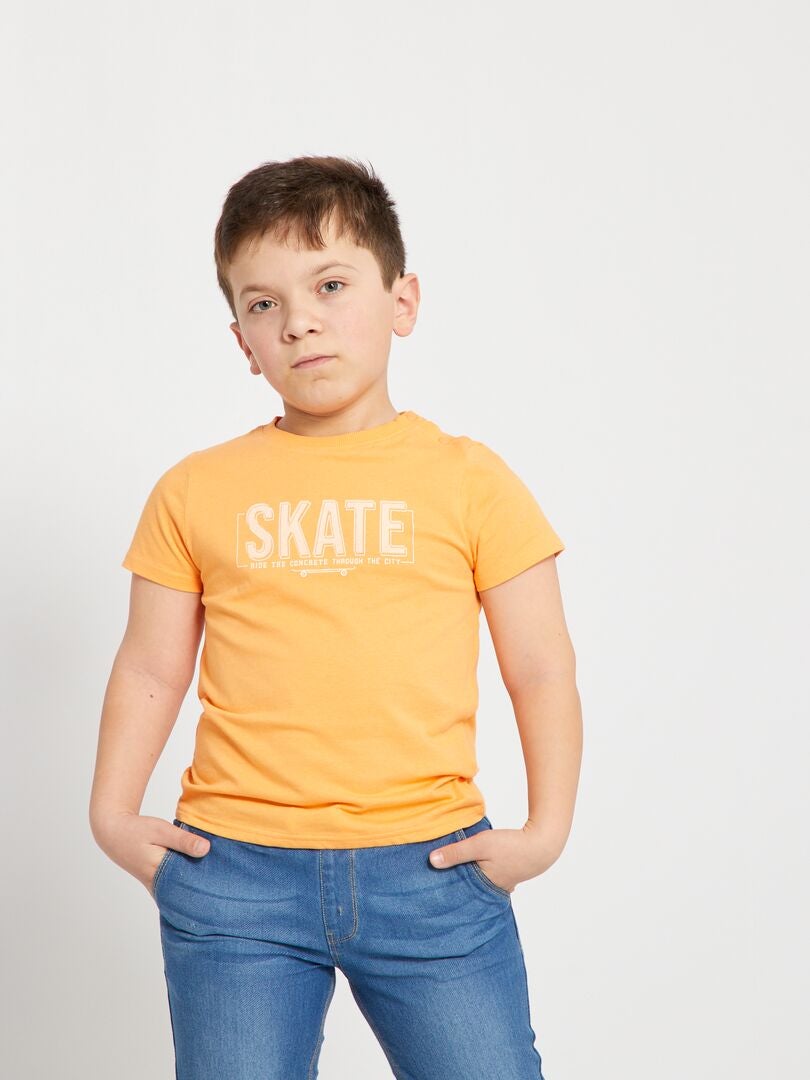 T-shirt à manches courtes en coton Orange - Kiabi