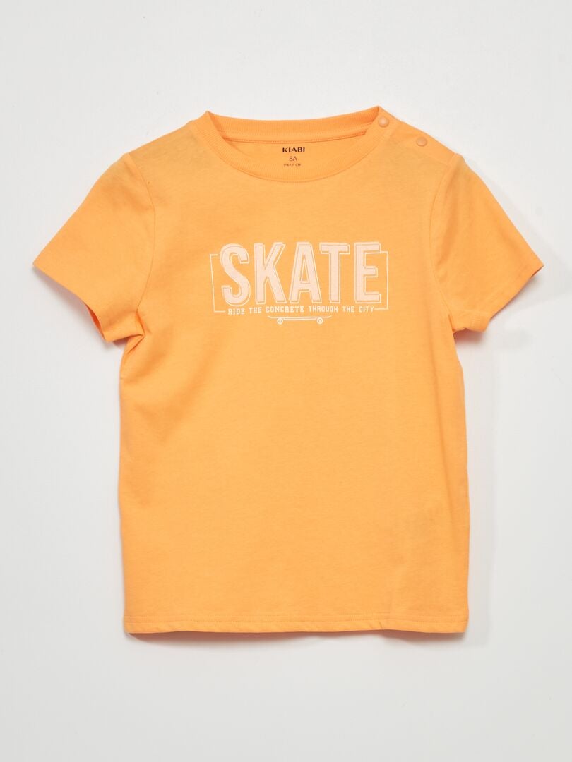 T-shirt à manches courtes en coton Orange - Kiabi