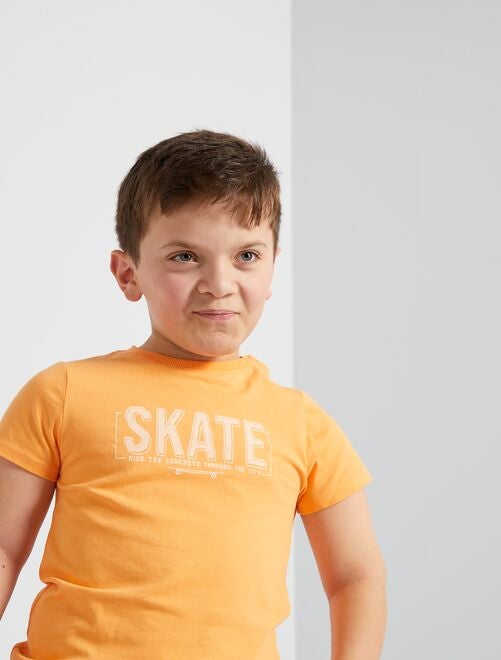 Top Tee-shirt SAVE THE QUEEN Orange/turquoise - Taille 12 Ans - Coton Stretch - Occasion Très Bon état