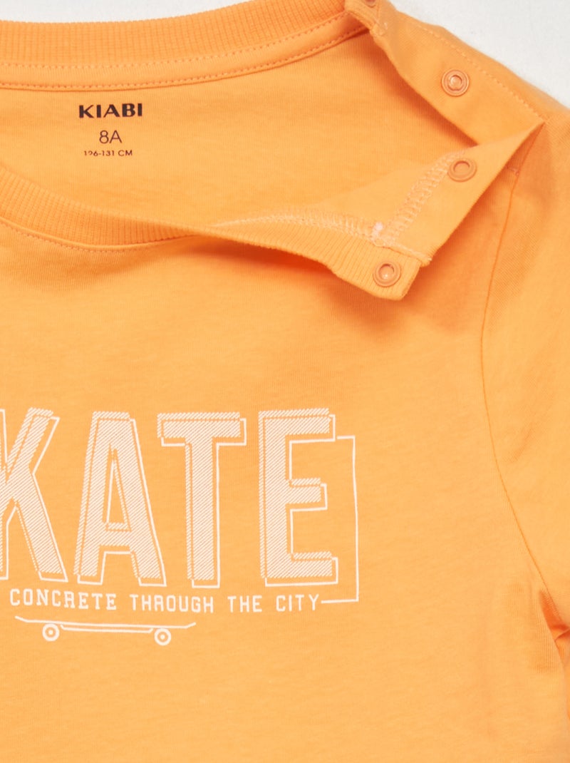 Tee-shirt Manches Longues INDIES - Taille 38, Couleur Orange, Coton Stretch - Occasion En Très Bon état