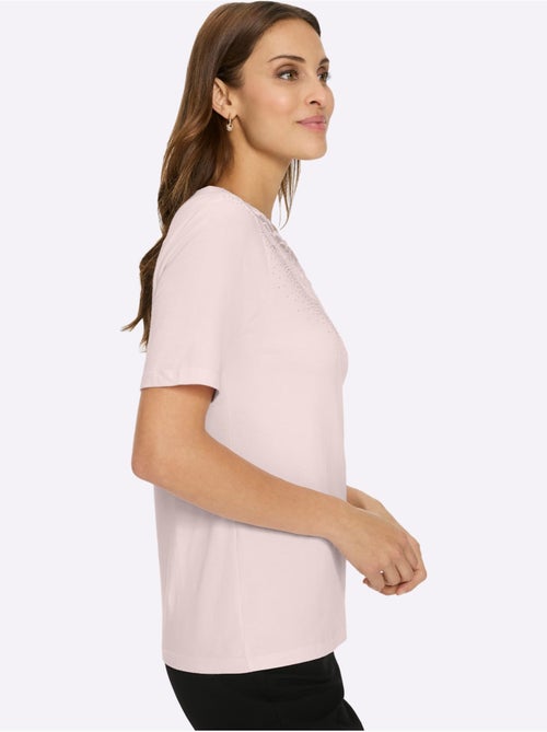T-shirt à manches courtes en dentelle avec pierres décoratives - Taille standard - Witt - Kiabi T-shirt à manches courtes en dentelle avec pierres décoratives - Taille standard - Witt - Kiabi