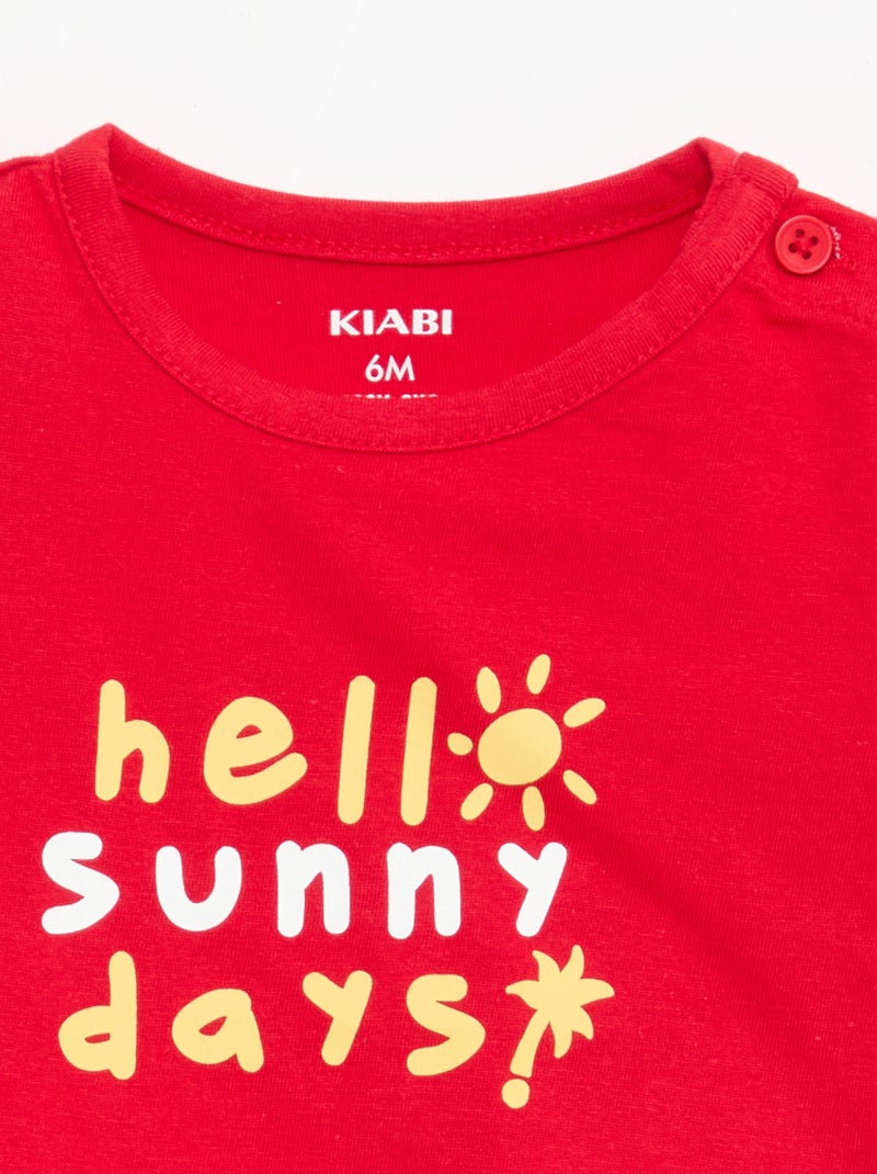 T-shirt à manches courtes en jersey de coton Rouge - Kiabi