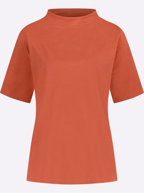 T-shirt à manches courtes en jersey fin avec col corolle - Taille standard - Moda Vilona - Kiabi