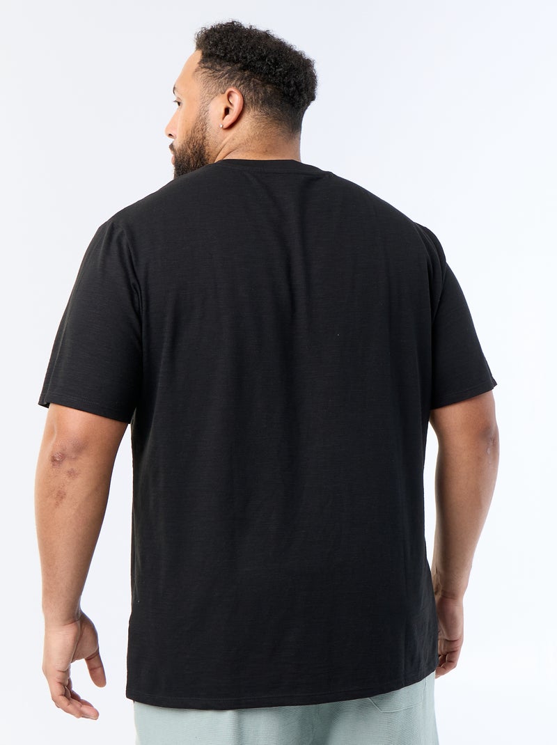 T-shirt à manches courtes en maille jersey fantaisie Noir - Kiabi