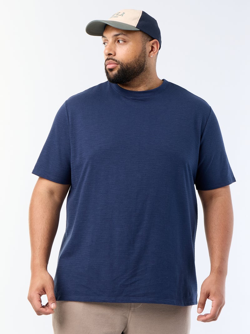 T-shirt à manches courtes en maille jersey fantaisie Noir - Kiabi