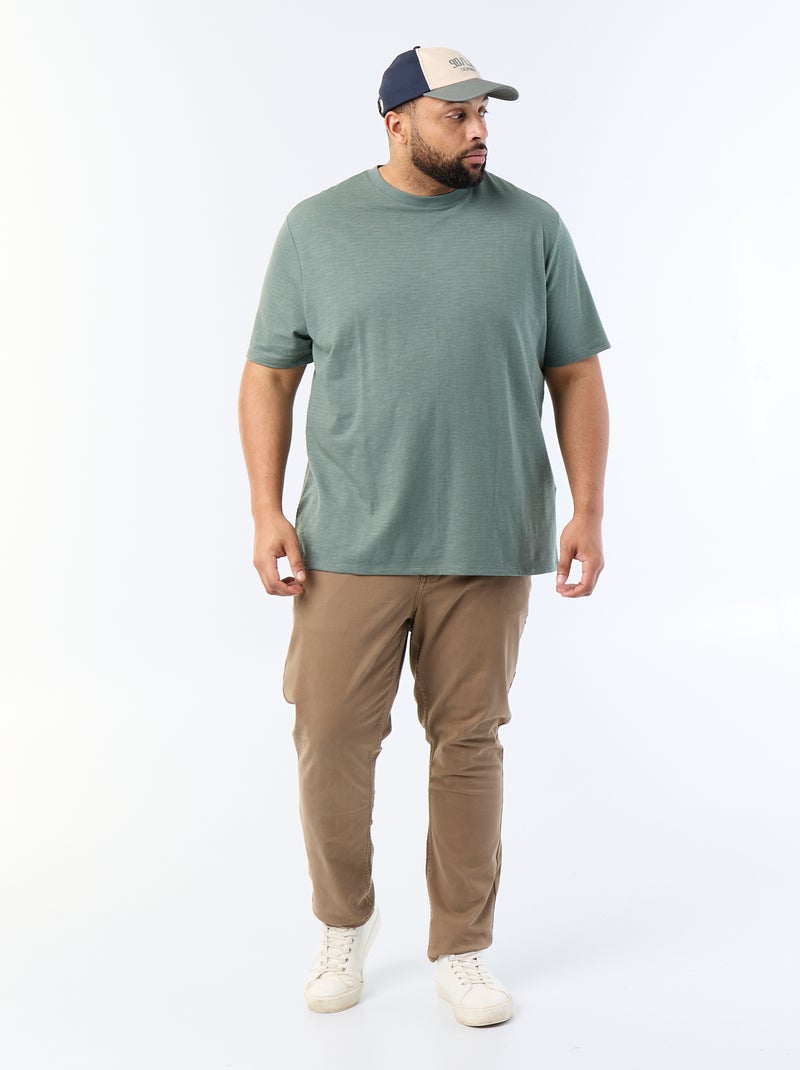 T-shirt à manches courtes en maille jersey fantaisie Vert - Kiabi