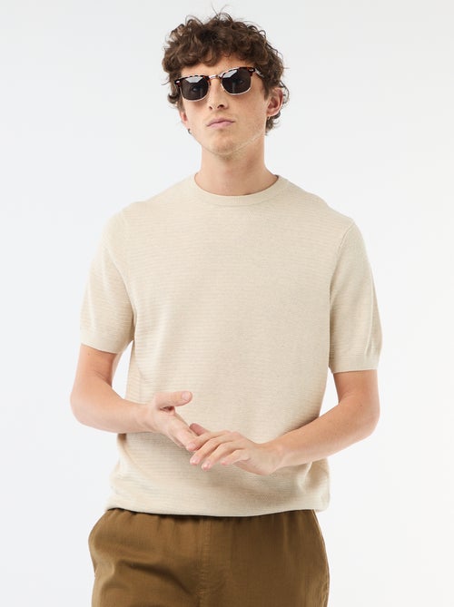 T-shirt à manches courtes en matière fantaisie - Kiabi