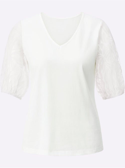 T shirt à manches courtes en modal et dentelle - Taille standard - Helline - Kiabi T shirt à manches courtes en modal et dentelle - Taille standard - Helline - Kiabi