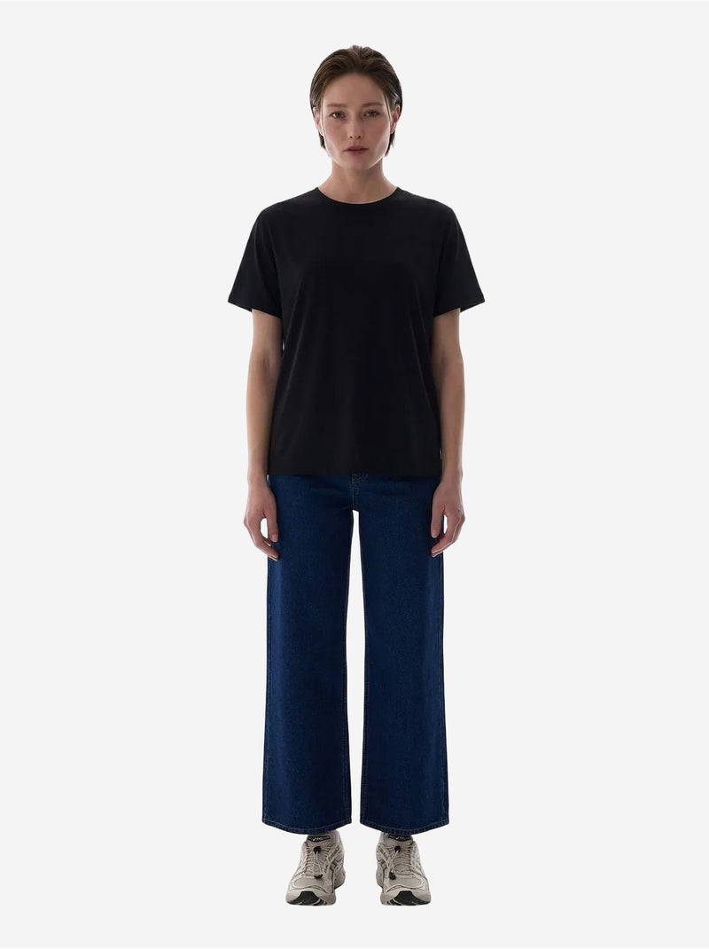 T-shirt à manches courtes en modal penti Noir - Kiabi