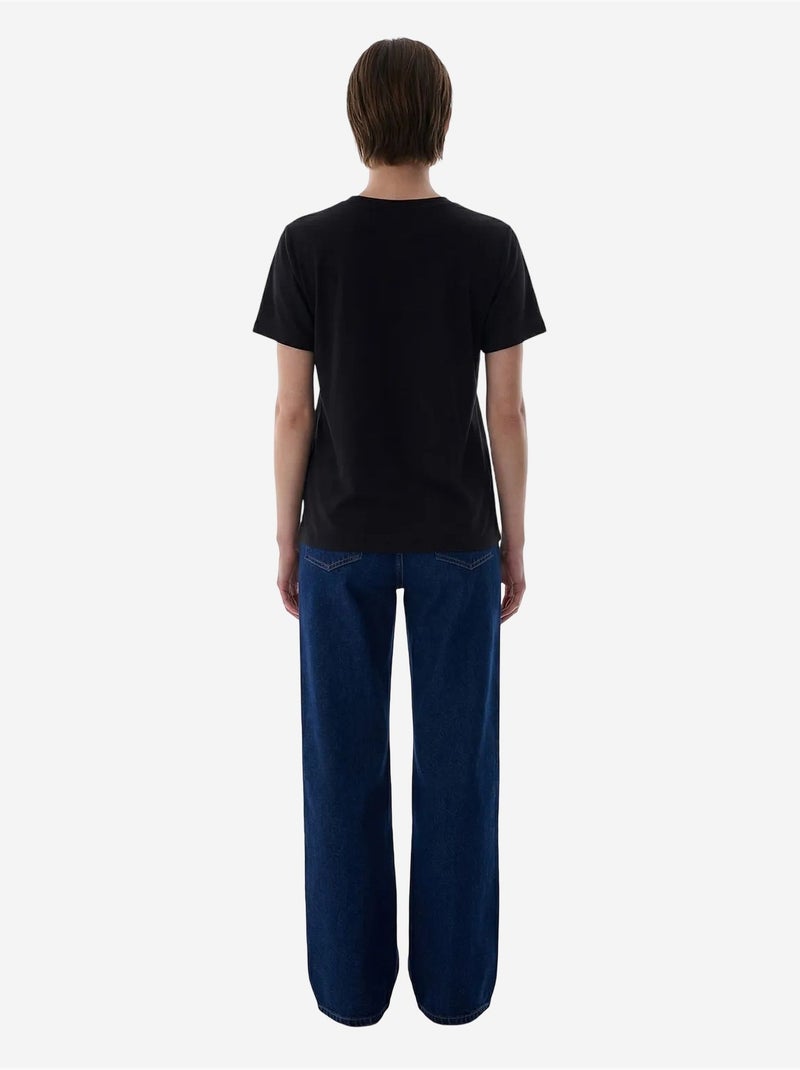 T-shirt à manches courtes en modal penti Noir - Kiabi
