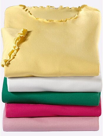 T-shirt à manches courtes en qualité douce avec finitions ondulées - Taille standard - Moda Vilona