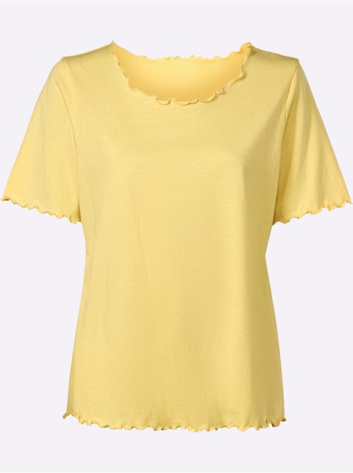 T-shirt à manches courtes en qualité douce avec finitions ondulées - Taille standard - Moda Vilona - Kiabi T-shirt à manches courtes en qualité douce avec finitions ondulées - Taille standard - Moda Vilona - Kiabi