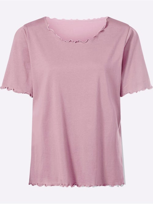 T-shirt à manches courtes en qualité douce avec finitions ondulées - Taille standard - Moda Vilona - Kiabi T-shirt à manches courtes en qualité douce avec finitions ondulées - Taille standard - Moda Vilona - Kiabi