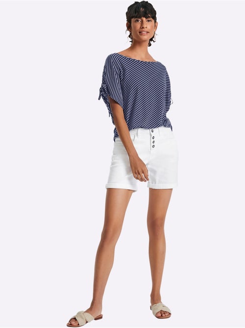T-shirt à manches courtes en viscose avec rayures à encolure ronde - Taille standard - Witt - Kiabi T-shirt à manches courtes en viscose avec rayures à encolure ronde - Taille standard - Witt - Kiabi