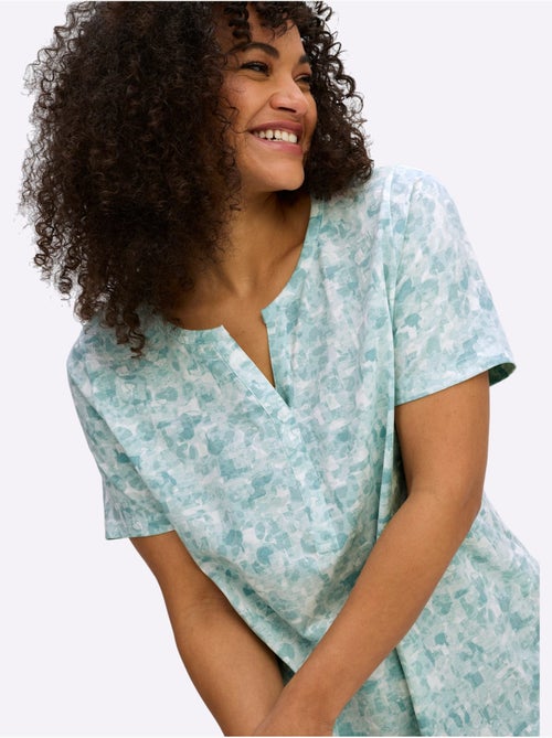 T-shirt à Manches Courtes Encolure Arrondie Avec Petit V - Taille Standard - Moda Vilona - Kiabi