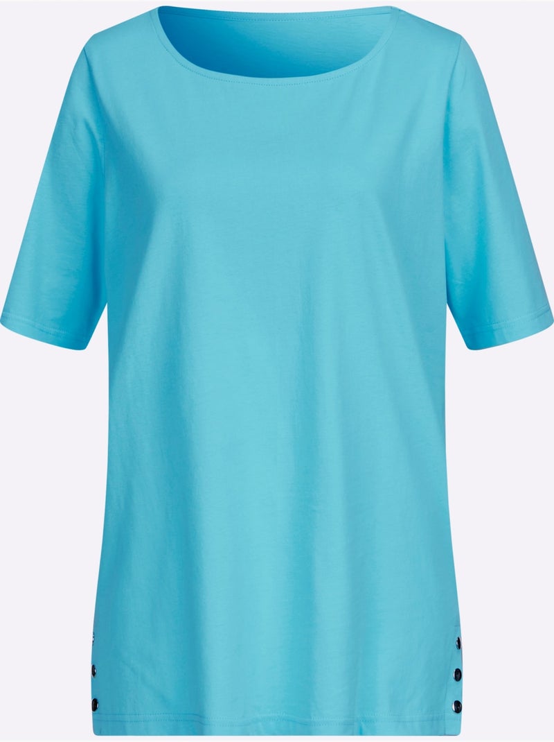 T-shirt à Manches Courtes Encolure En U - Taille Standard - Moda Vilona Vert d'eau - Kiabi