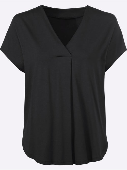 T-shirt à Manches Courtes Encolure En V Chevauchante - Taille Standard - Helline - Kiabi T-shirt à Manches Courtes Encolure En V Chevauchante - Taille Standard - Helline - Kiabi