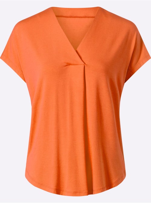 T-shirt à Manches Courtes Encolure En V Chevauchante - Taille Standard - Helline - Kiabi T-shirt à Manches Courtes Encolure En V Chevauchante - Taille Standard - Helline - Kiabi