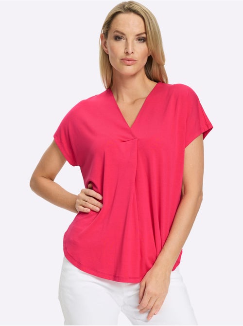 T-shirt à Manches Courtes Encolure En V Chevauchante - Taille Standard - Helline - Kiabi T-shirt à Manches Courtes Encolure En V Chevauchante - Taille Standard - Helline - Kiabi