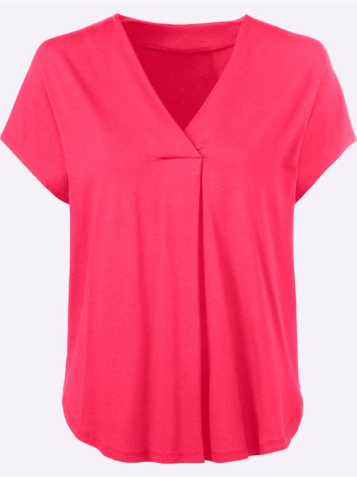 T-shirt à Manches Courtes Encolure En V Chevauchante - Taille Standard - Helline - Kiabi T-shirt à Manches Courtes Encolure En V Chevauchante - Taille Standard - Helline - Kiabi
