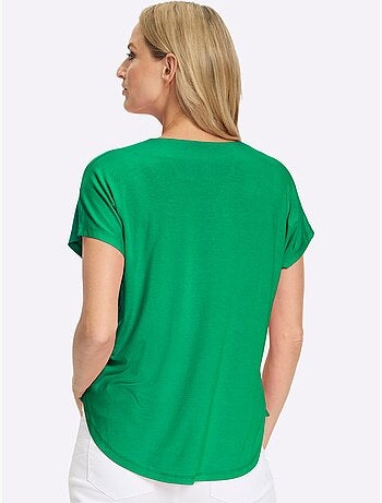 T-shirt à Manches Courtes Encolure En V Chevauchante - Taille Standard - Helline