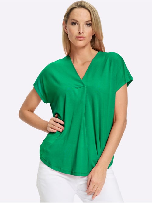 T-shirt à Manches Courtes Encolure En V Chevauchante - Taille Standard - Helline - Kiabi T-shirt à Manches Courtes Encolure En V Chevauchante - Taille Standard - Helline - Kiabi