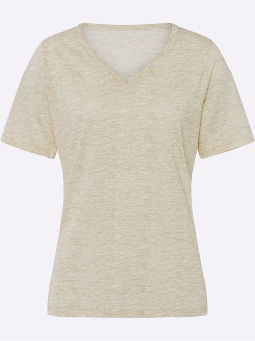 T-shirt à manches courtes encolure en V et effet chiné - Taille standard - Moda Vilona - Kiabi T-shirt à manches courtes encolure en V et effet chiné - Taille standard - Moda Vilona - Kiabi