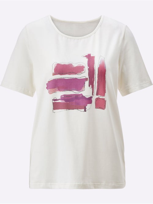 T shirt à manches courtes encolure ronde et imprimé graphique - Taille standard - Helline - Kiabi T shirt à manches courtes encolure ronde et imprimé graphique - Taille standard - Helline - Kiabi