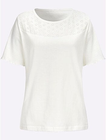 T-shirt à Manches Courtes Encolure Ronde Passepoilée - Taille Standard - Moda Vilona