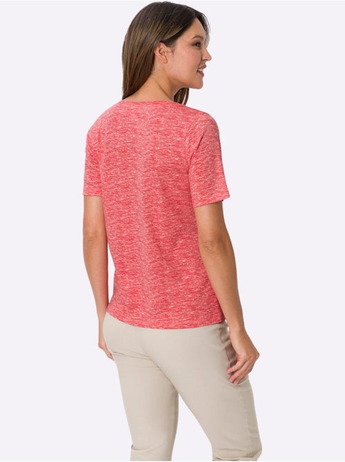 T-shirt à manches courtes encolure V effet chiné doux - Taille standard - Moda Vilona - Kiabi T-shirt à manches courtes encolure V effet chiné doux - Taille standard - Moda Vilona - Kiabi