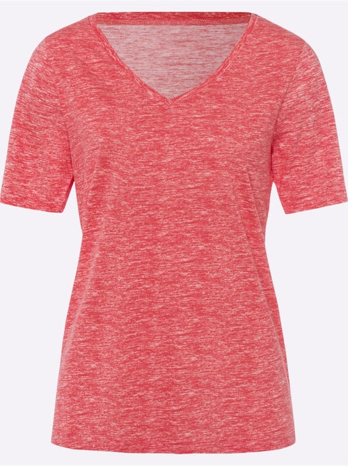 T-shirt à manches courtes encolure V effet chiné doux - Taille standard - Moda Vilona - Kiabi T-shirt à manches courtes encolure V effet chiné doux - Taille standard - Moda Vilona - Kiabi