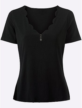 T-shirt à Manches Courtes Encolure V Tendance - Taille Standard - Helline