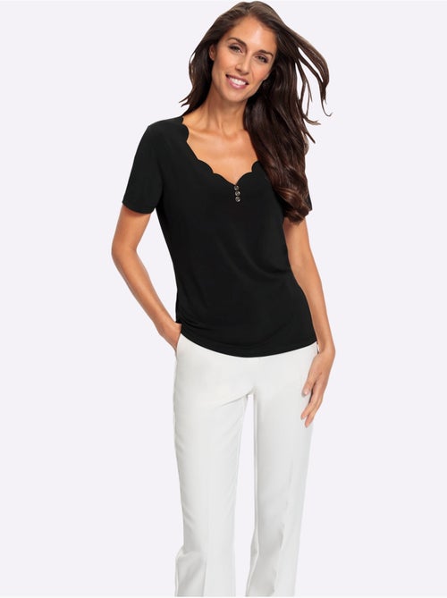 T-shirt à Manches Courtes Encolure V Tendance - Taille Standard - Helline - Kiabi