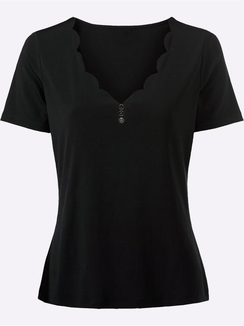 T-shirt à Manches Courtes Encolure V Tendance - Taille Standard - Helline - Kiabi