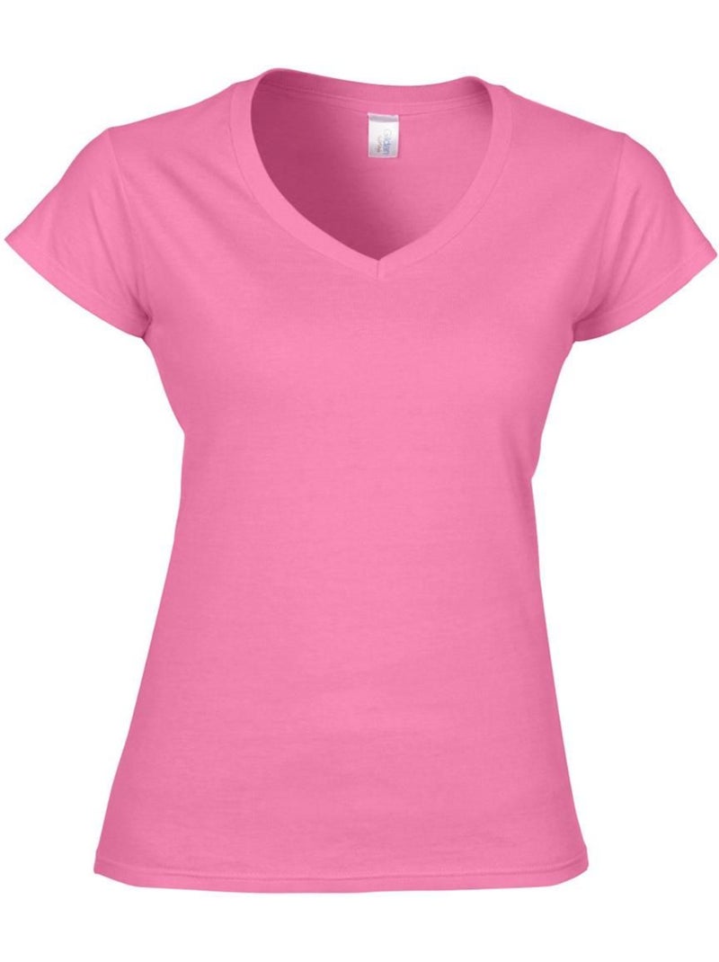 T-shirt à manches courtes et col en v - gildan Rose foncé - Kiabi
